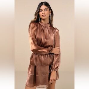 Lulu's Shimmering Bronze Dress